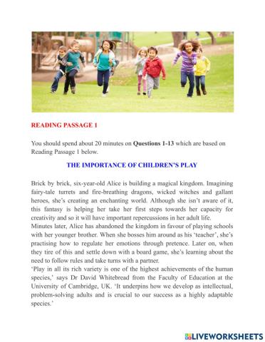 Reading - cam 14 - test 1 - passage 1