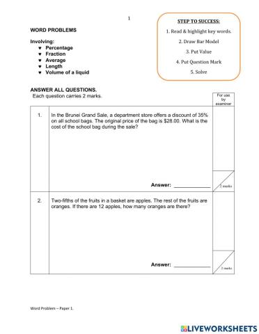 Word Problems 2