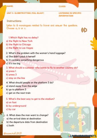 Full Blast: Unit 5 Listening pg 76