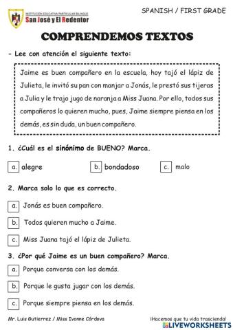 Compresnión de lectura