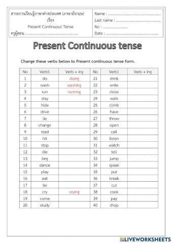 Present Continuous Tense
