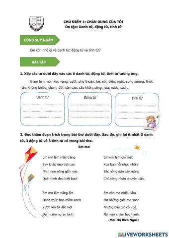 Ôn tập danh từ, động từ, tính từ