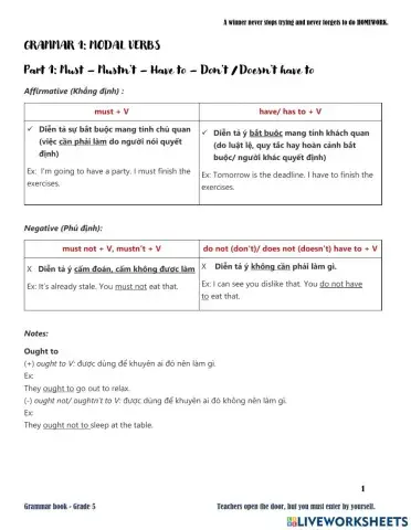 Grade 5 - Must Have to 1