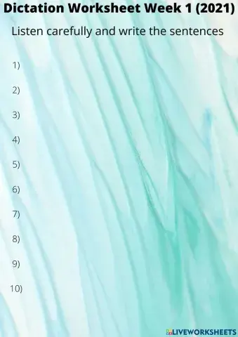 Dictation Worksheet 1 (2021)