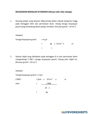 Tenaga keupayaan graviti