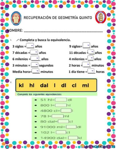 Evaluación geometría 5