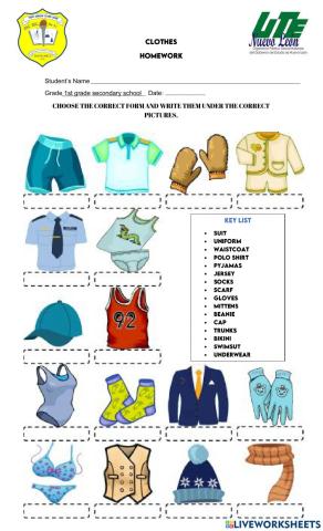 Homework: Clothes.