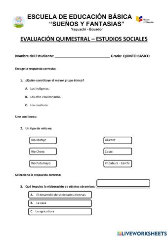 Evaluación quimestral studios sociales