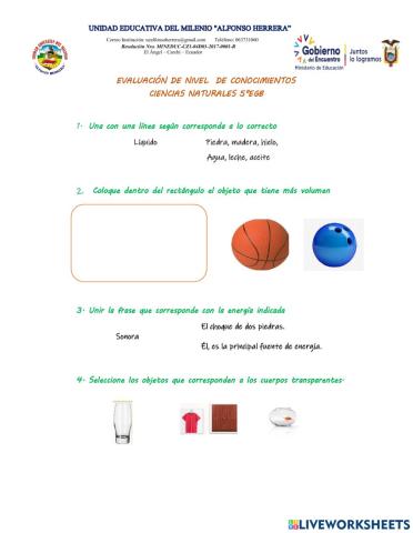 Evaluacion Ciencias Naturales