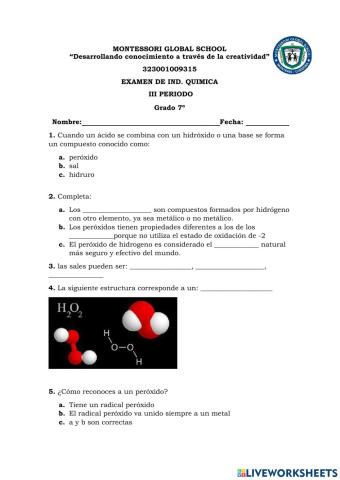 Examen quimica 7ª