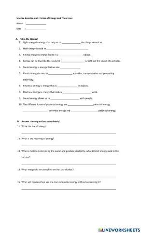 Forms of Energy and Their Uses