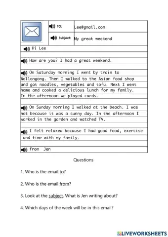 Email reading comprehension 2