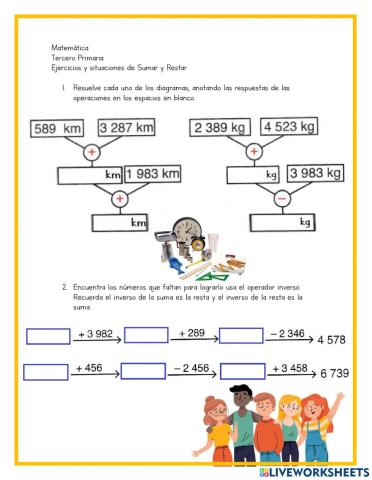 Situaciones y ejercicios de sumar y restar