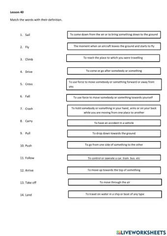 Lesson 40 : Verbs of movement