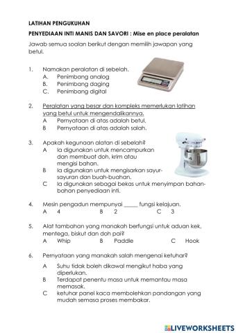 Mise en Place Peralatan Inti