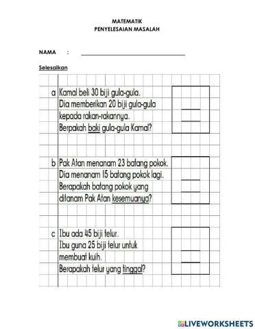 Penyelesaian masalah tambah tolak