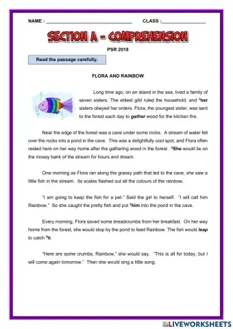 Section A Comprehension PSR 2018