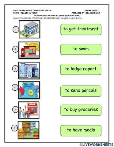 Places in town(activities at my town)