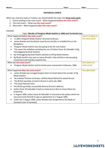 The Three Important Parts of Historical Event (with answers)