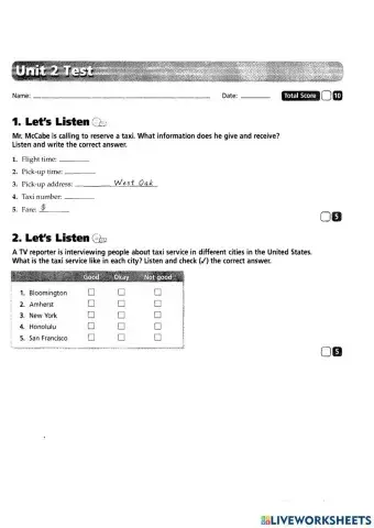 Test 2 Conversation and Listening