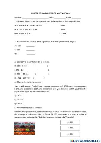 Diagnóstico matemáticas