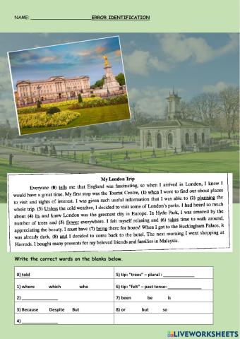 Visiting London-Error Identification