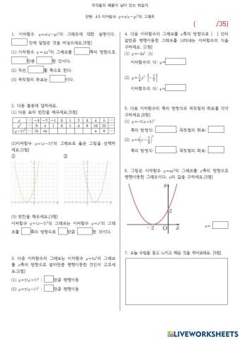 4.5 이차함수 y-a(x-p)²의 그래프