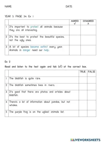 Year 5 wild animals page 34