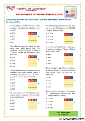 Problemas de multiplicaciones