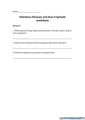 Infectious diseases and how it spreads (drag and drop has some issues)