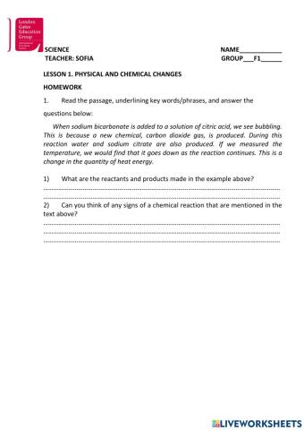 Physical vs Chemical changes