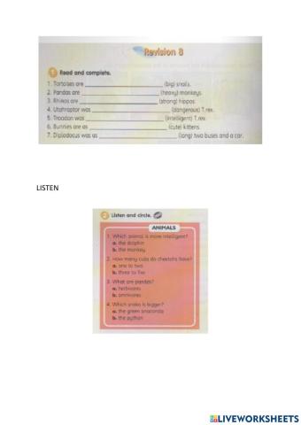 Module 8 : Amazing Animals (revision)