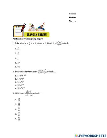 Latihan Soal Eksponensial