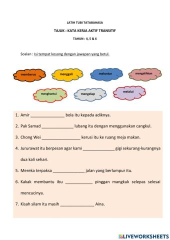Latihan Kata Kerja Aktif Transitif