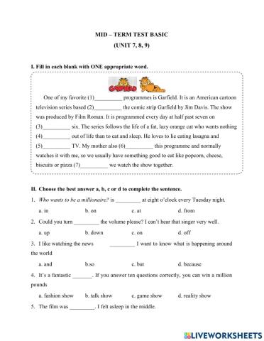 Mid - term test basic 789