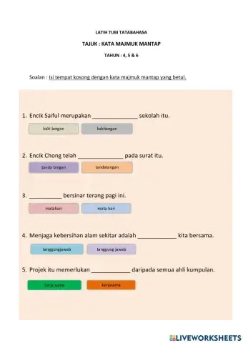 Latihan Kata Majmuk Mantap