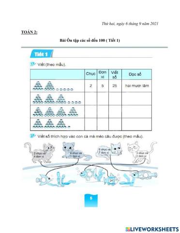 Toán 2- Tuần 1- Sách BTKN - bài 1