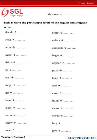 Past simple -Peach 6.9