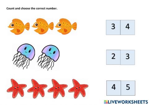 Count and choose the correct number