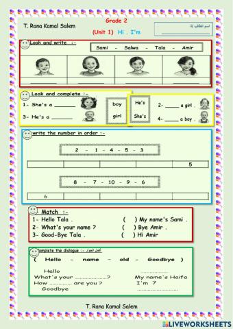 Grade 2  Unit 1 Hi. I'm . Rana Kamal Salem