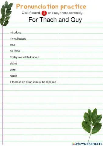 Pronunciation practice for Quy and Thach