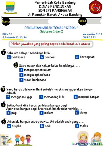 Ph  kelas 1 tema 1 st 1& 2