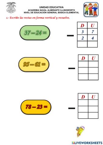 Restas con dos dígitos