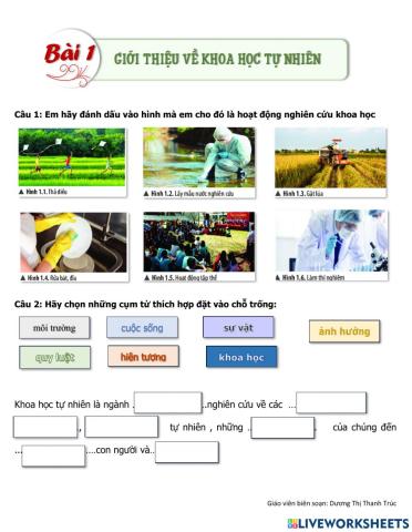 Bài 1 - giới thiệu về khoa học tự nhiên