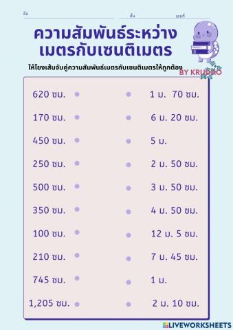 ความสัมพันธ์เมตรกับเซนติเมตร
