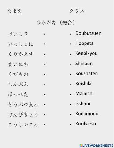 ひらがな　（総合）