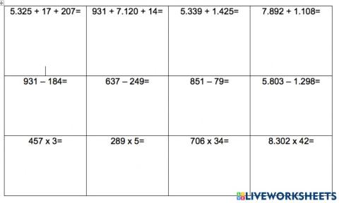 Sumes, restes i multiplicacions