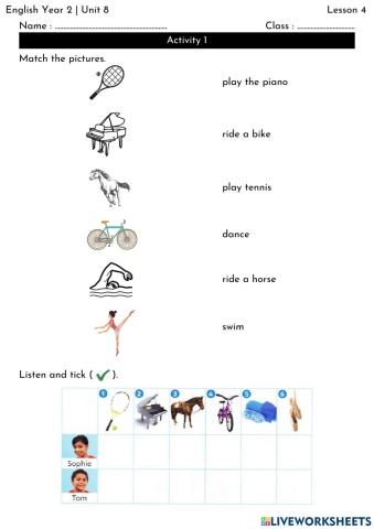 English Year 2 Unit 8 - Lesson 4.1