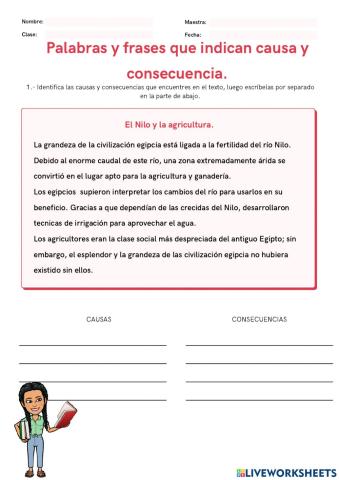 Palabras y frases de causa y consecuencia