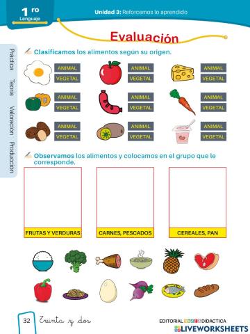 Clasificación de los alimentos